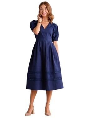 Pinch for Avara Ollie Cottagecore Romantic Milkmaid Midi Dress Puff Sleeve Large